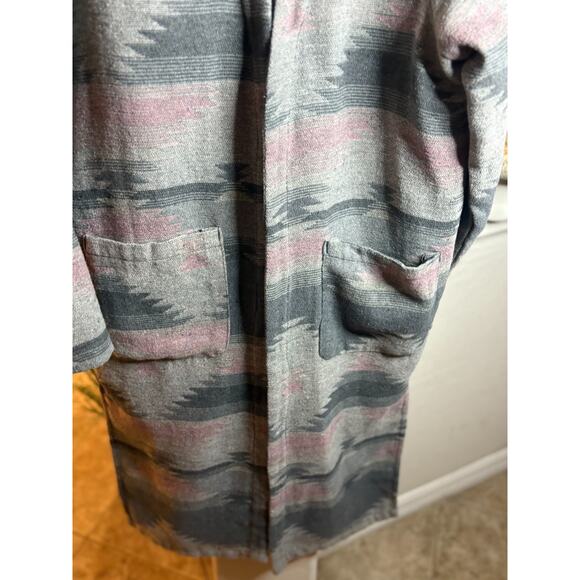 Dictionary Women's Gray / Pink Hooded Long Open Front Cardigan XL - Picture 6 of 6